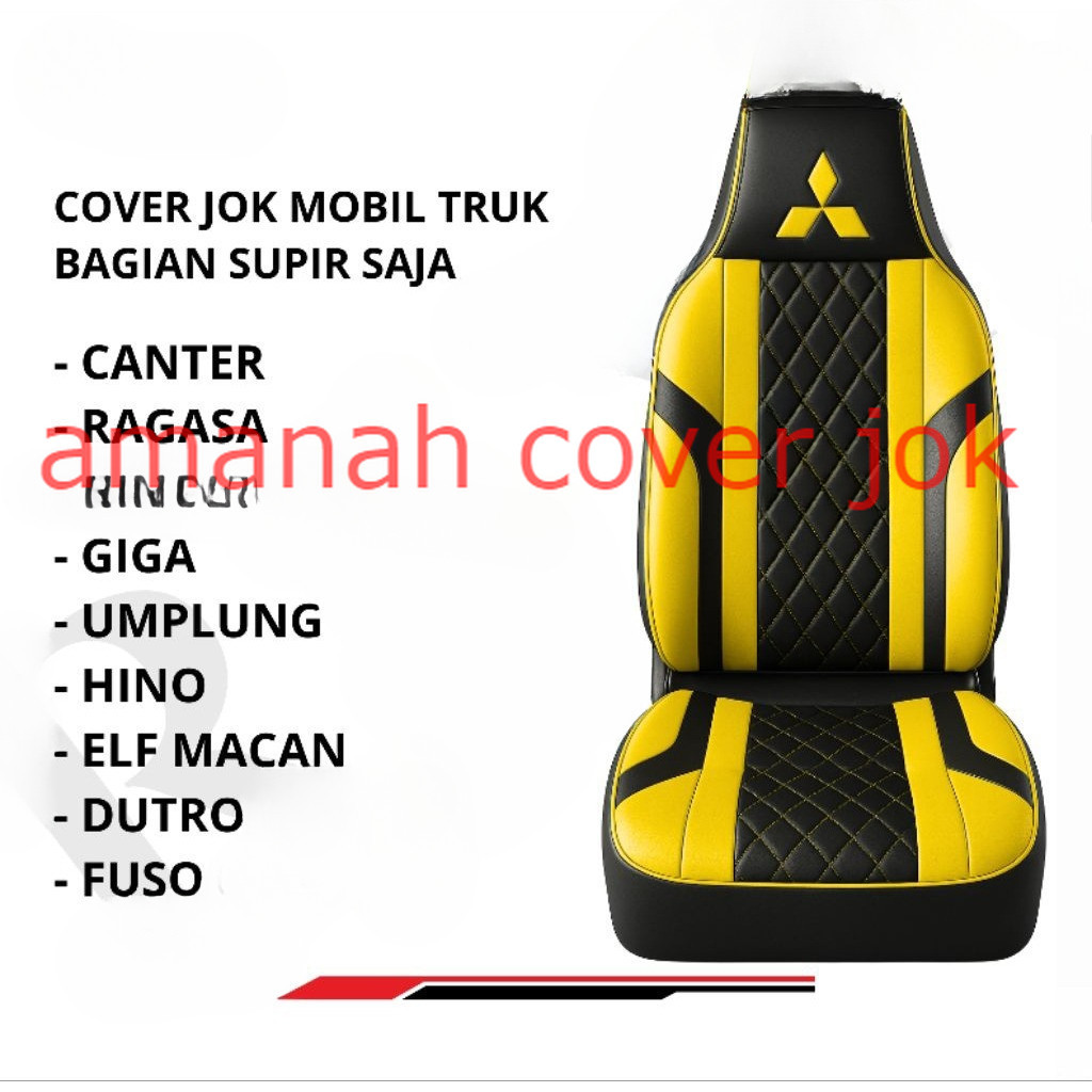 [ Quality] Cover/Sarung Truk Canter Ragasa Dyna Hino Fuso Kulit Sintetis Warna Hitam Kuning Jok Mobi