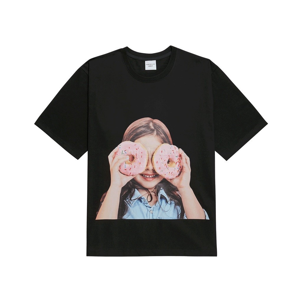 [ADLV] Baby Face Short Sleeve T-Shirt Black Donut 3 - Kaos  Fit Unisex acme de la vie