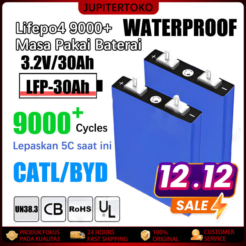 [9000+Cycle]UPS WATERPROOF BMS lifepo4 Baterai12V 30Ah/120ah CATL/BYD Baru Lifepo4 Baterai 3.2V 30Ah