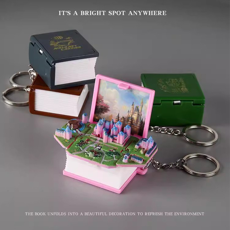 Mini 3D Book Folding Book Sports Chrismas Scene Keychain Educational Toys Miniatures Gift Toys Decor