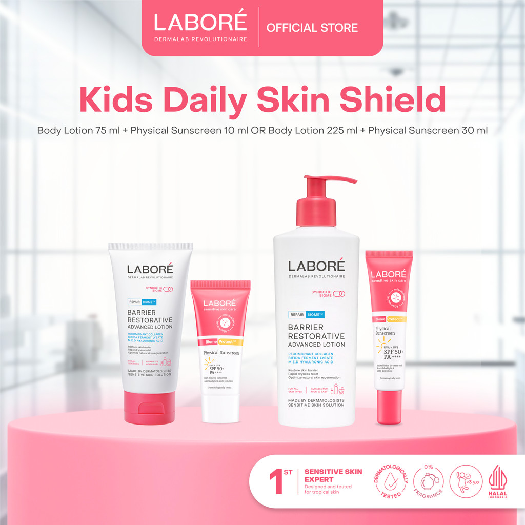 LABORE Kids Daily Skin Shield - Physical Sunscreen 10ml/30ml-Barrier Restorative Advanced Body Lotio