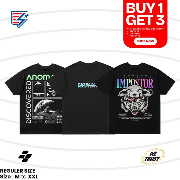 (COD) Skuy [Buy 1 Get 3] - Kaos Skuy Dewasa Lengan Pendek Baju Pria Wanita Bahan Cotton Combed 24s N