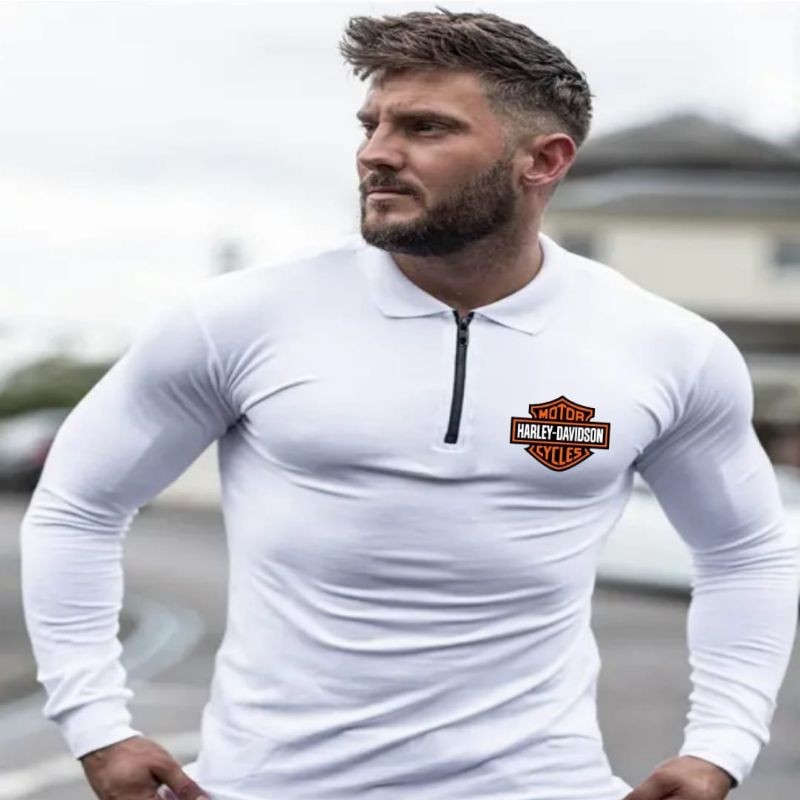 Kaos kerah zipper pria lengan panjang Kaos import bandung pria Kaos pria lengan panjang Kaos bagus d