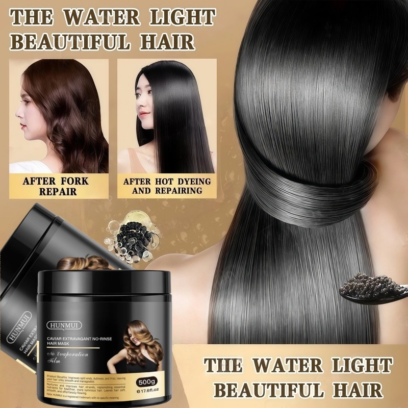 HUNMUI Caviar Hair Mask Keratin Pelurus Rambut Permanen Masker Rambut Kering Dan Mengembang Hair Mas