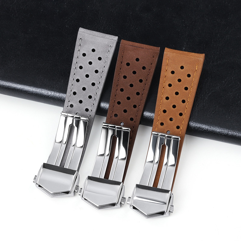 Genuine Leather Wristbelt for Tag Heuer Carrera Monaco Series Cow Leather Bracelet 20mm 22mm 24mm Wa