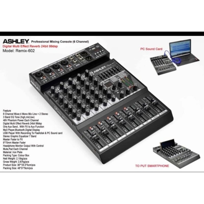 mixer audio Ashley remix 602 ada equalizer original