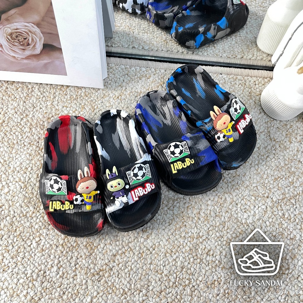 FUFU JAKARTA SPOT SANDAL SENDAL SLOP ANAK ANAK KARAKTER LABUBU BOLA NYAMAN DIPAKAI