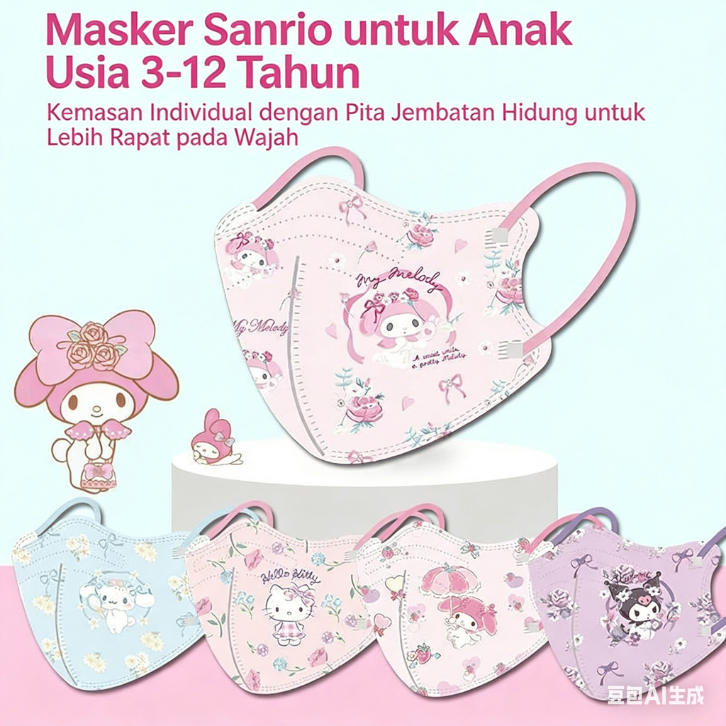 Masker 3D Anak 3-12 Tahun 10 Pcs Packaging Eksklusif 3 Lapis Perlindungan Nyaman Untuk Sekolah Trave