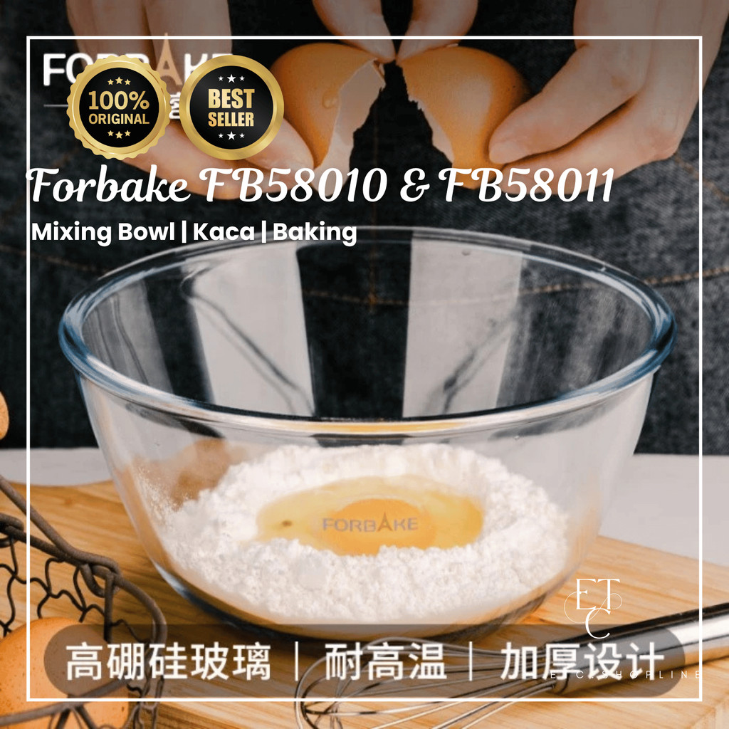 Forbake Round Glass Basin S19cm - FB58010 / mixing bowl kocok adonan kue/ mangkok kaca serba guna