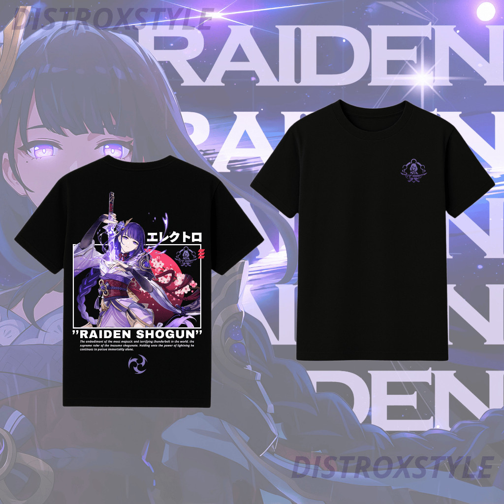 DistroxStyle - T-Shirt Raiden Shogun Cotton Combed 24s 100% | Baju Genshin Impact Pria Wanita Unisex