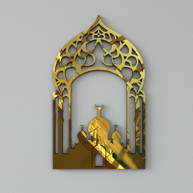 Hiasan Dinding Mihrab Akrilik Model Kubah Motif Aesthetic Musholla /Masjid Ukuran Kecil Ardstore