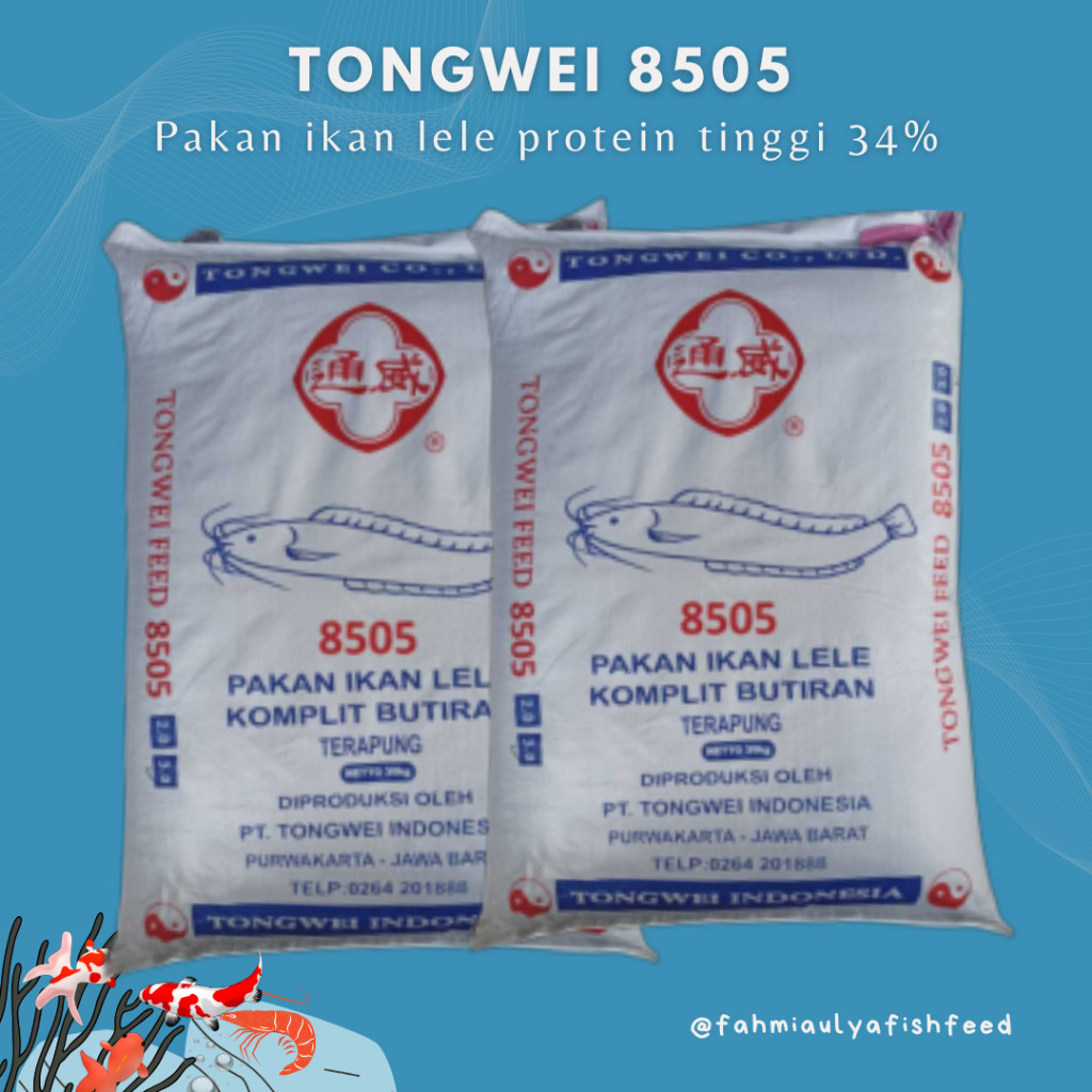 PAKAN IKAN MURAH TONGWEI 8505 -3 Pakan Ikan Lele Tinggi Protein 34% Kemasan 1 Kg | TONGWEI 8505