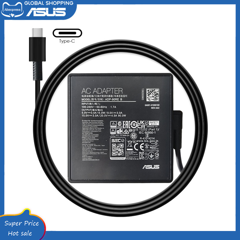 ADP90RE B 20V 45A 90W USBC AC Adapter TypeC Laptop Charger For Asus M5506UA S5506MA K5504VA K5504VN 