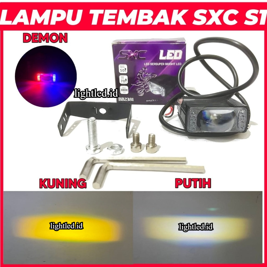 Lampu Tembak Led Slim S1 SXC 4 Mode Flash D2 D3 Kuning Putih Waterproof Mini Laser Slim SXC