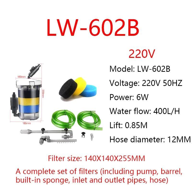 Filter akuarium sunsun ultra-tenang, filter akuarium eksternal tipe bucket 110V-220V 6W 400L/H HW-60