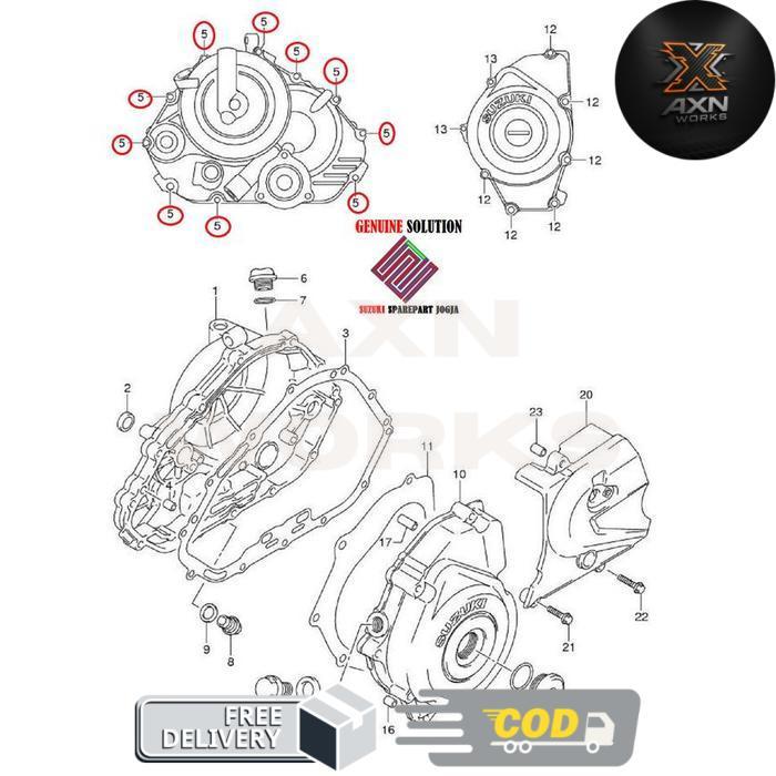 Suzuki Parts 01547-0630A-000 Baut tutup bak kopling Satria FU ori - Not Specified