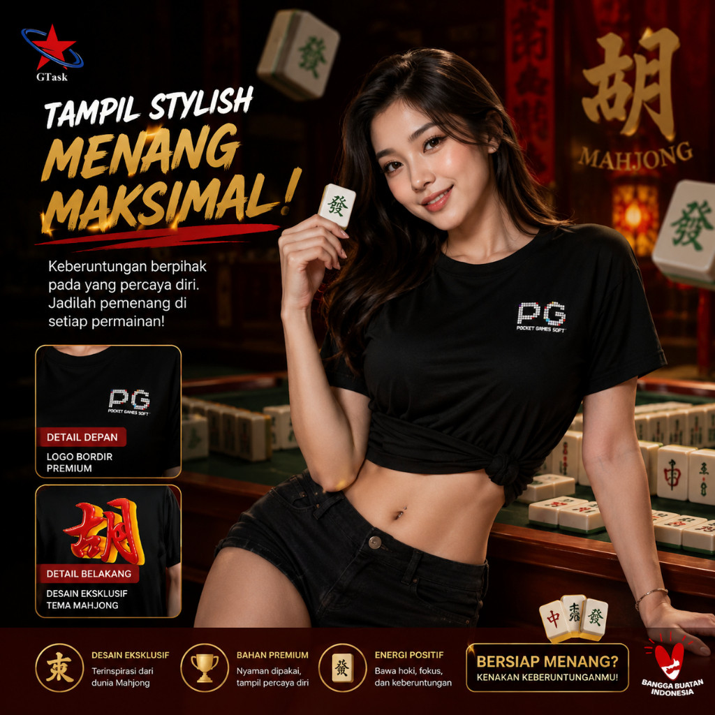 Baju Kaos Distro PG Mahjong / Baju Distro Pocket Games Mahjong / Xshirt terlaris