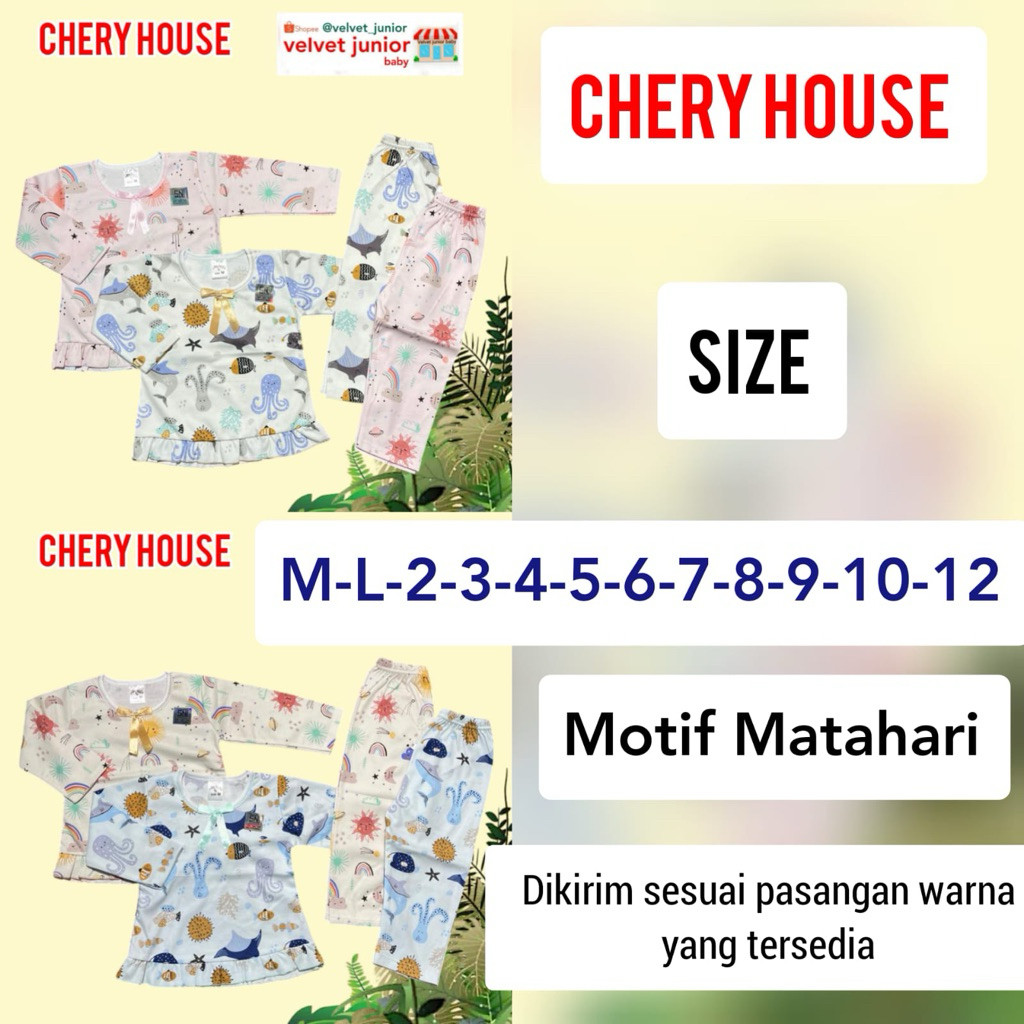 ZIZISHOP CHERY HOUSE 2 Setel Setelan Piyama Panjang Anak Perempuan