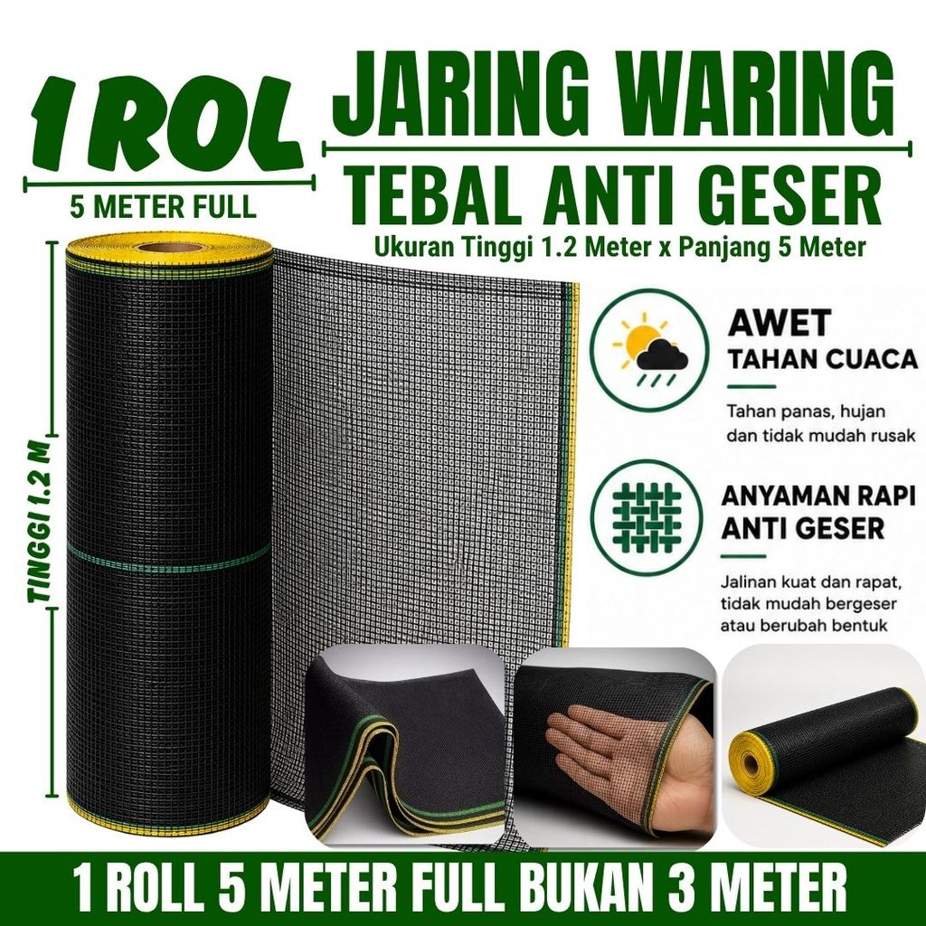 WARING JARING PAGAR TANAMAN PAGAR AYAM PANJANG 5 METER X TINGGI 1,2 METER JARING WARING ANYAMAN RAPI