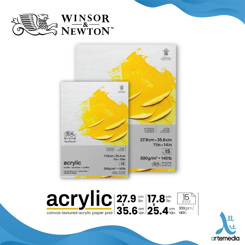 Winsor & Newton Acrylic Canvas Textured Acrylic Paper Pad 300gsm | Heavyweight, Smooth Control & Vib
