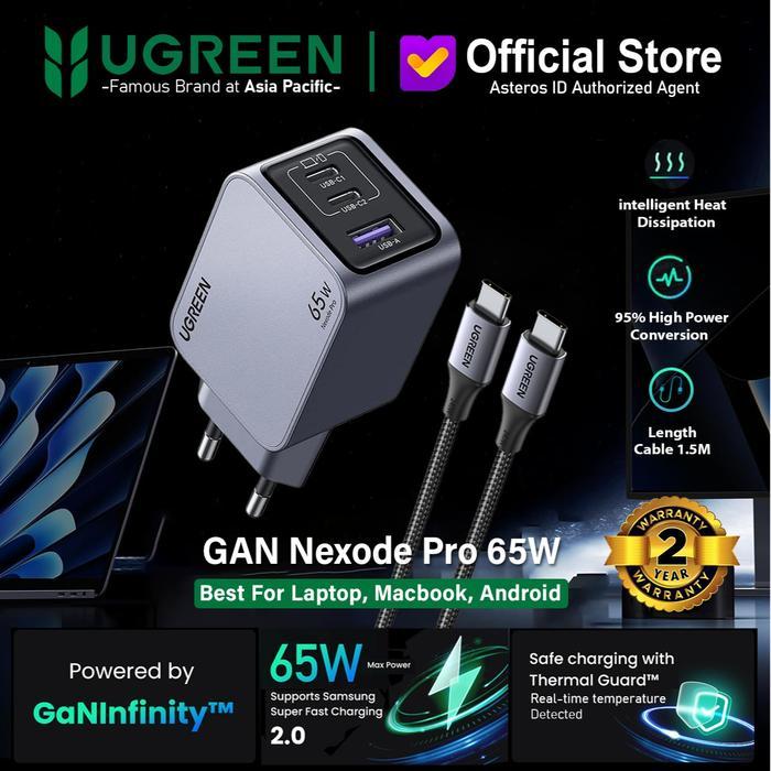 VOLTCELL UGREEN Charger GAN Nexode PD Type C Fast Charging PPS 65W 100W - 1Set GAN 65W Pro