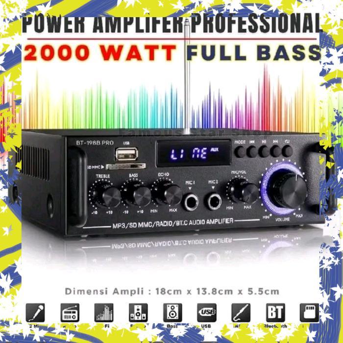 AMPLIFIER 198B PRO 2000WATT COD amplifier karaoke 2000watt 198B pro suara super bass Subwoofer