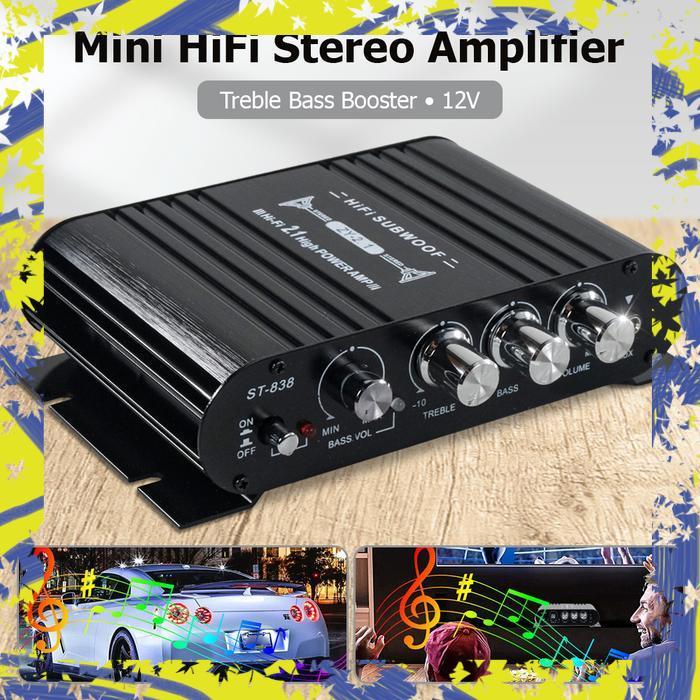 LVPIN Mini HiFi Stereo Amplifier Treble Bass Booster 12V - LP-838 - Lvpin only