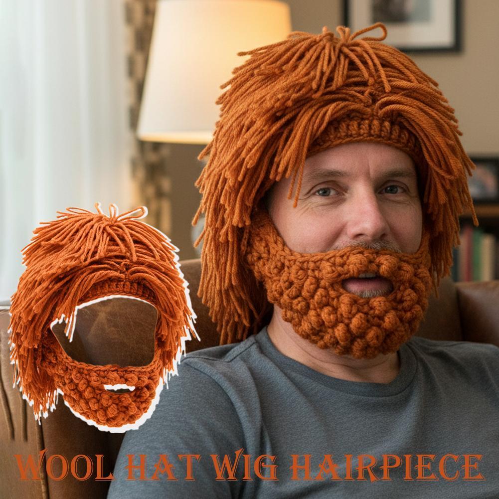 NINDAWELL Punk-style Knitted Cap Funny Wig Beard Knitted Hats Hobo Mad Scientist Hip Hop Handmade Kn