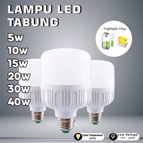 COD Lampu LED Bulb Jumbo Tabung 5W 10W 15W 20W 30W 40W Kapsul Super Murah Putih Free Ongkir
