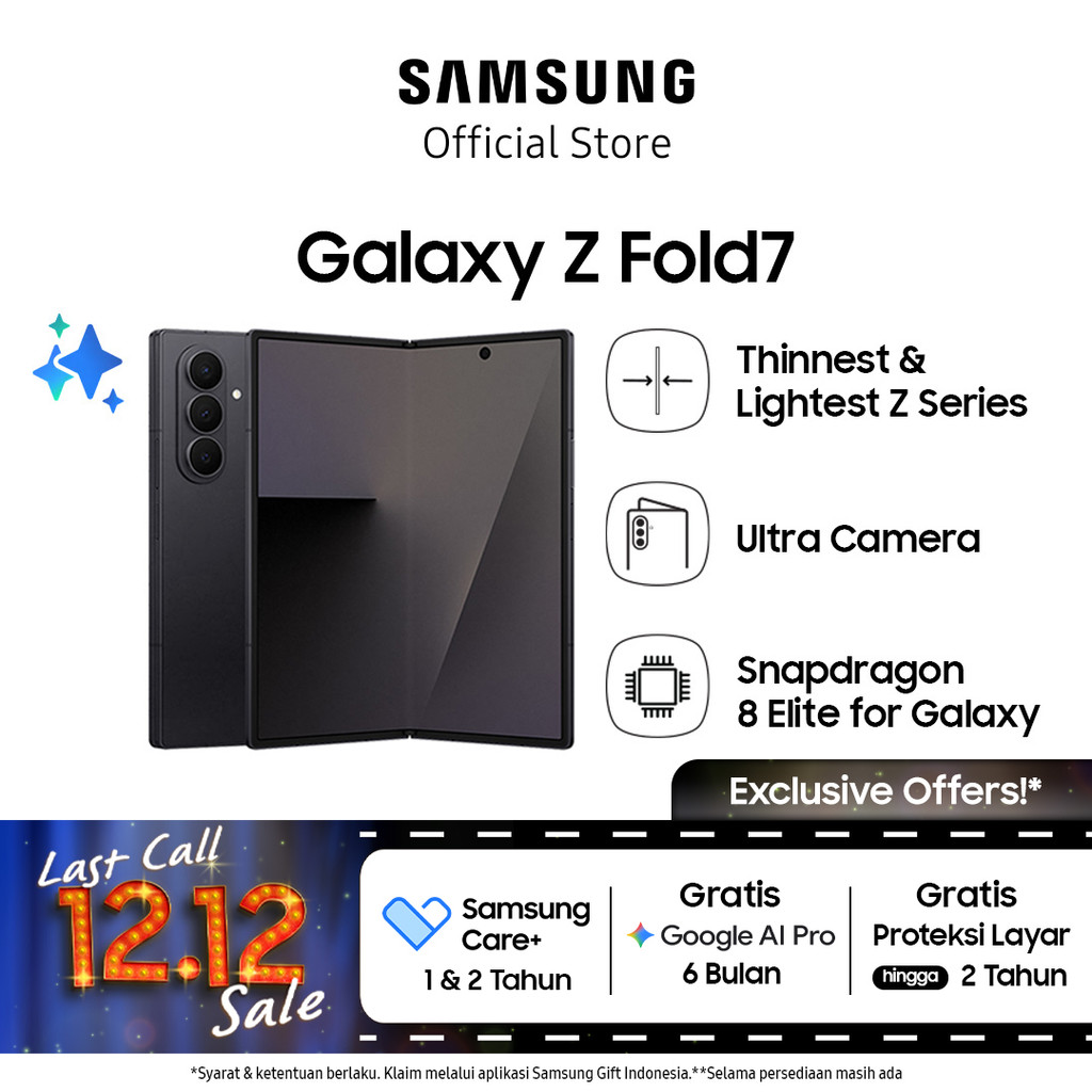 Samsung Galaxy Z Fold7 12/512GB - Jetblack | Hp Lipat AI | Kamera 200MP