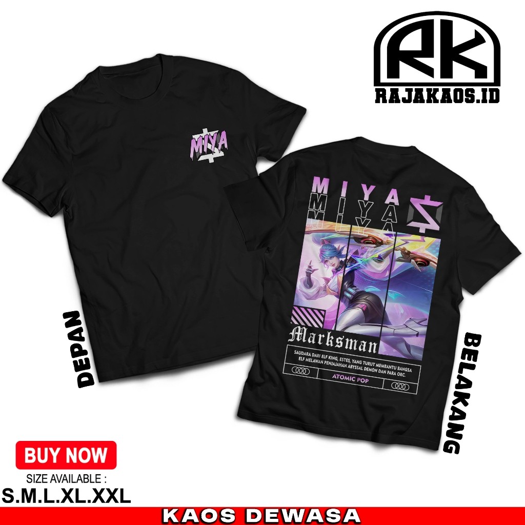 KAOS MOBILE LEGEND MIYA ATOMIC POP  - KAOS MIYA MARSKMAN - KAOS ML VIRAL - COMBED 30S