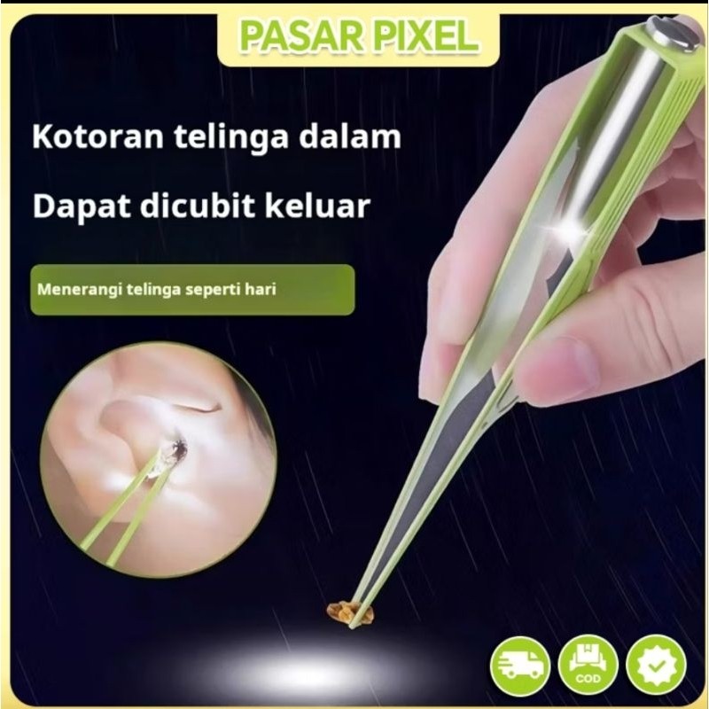 Pembersih Telinga Led Stainless Pinset telinga Steel Luminous Ear Tweezers Baby