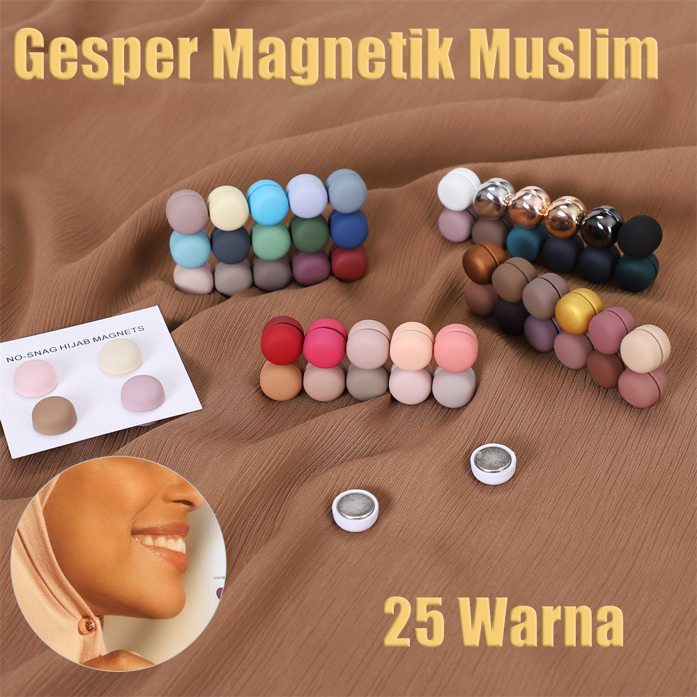 Kerudung Magnet Bulat - Penjepit Kerah Hijab Dari Logam Alloy, Antimeleset