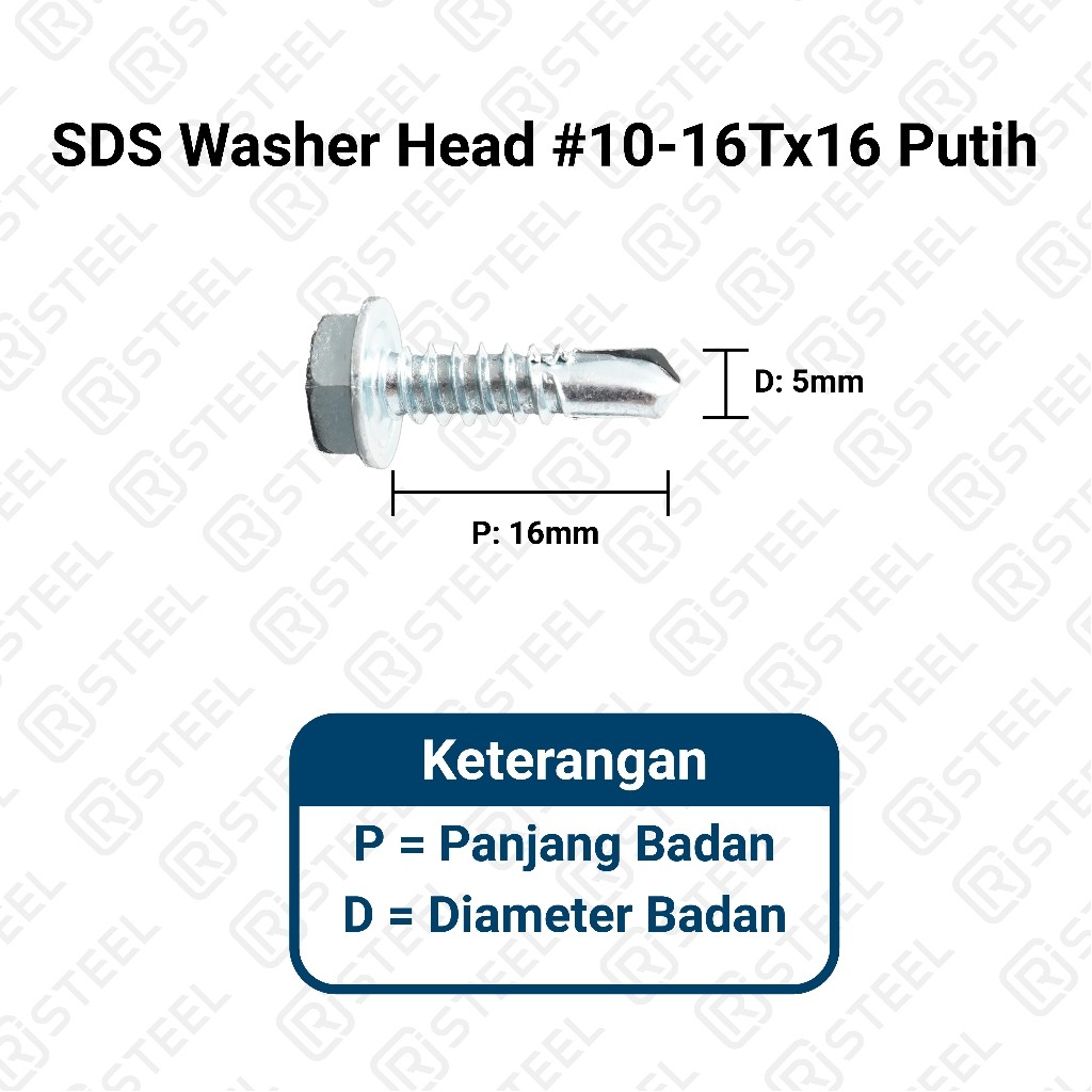 RJ Steel SDS Washer Head Putih/ SDS Hex Washer Head