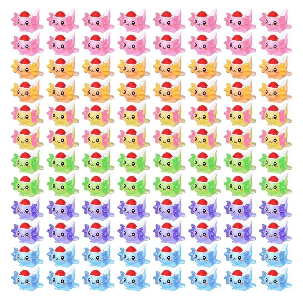 36Pcs Mini Resin Axolotl Christmas Axolotl Tiny Animal Figurine Christmas Hat Axolotl for Garden Lan