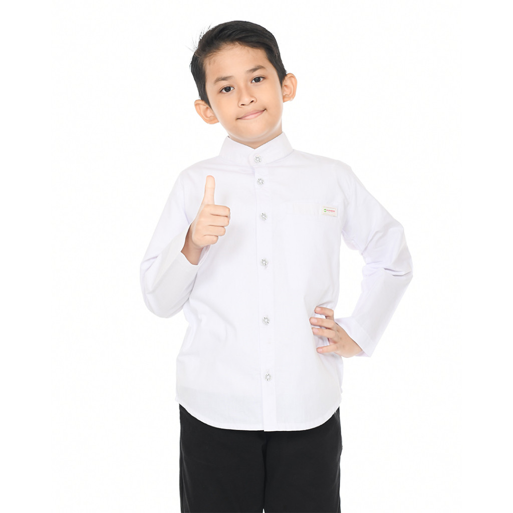 Kemeja Anak Laki Laki Kemko Panjang Putih 4-14 Tahun