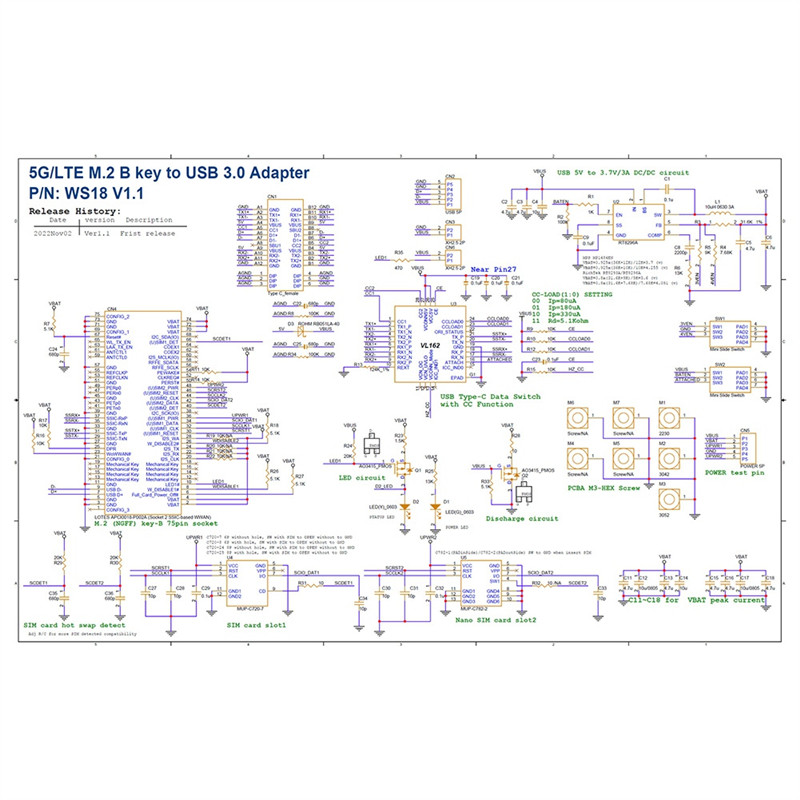 GITM2 BKey WWAN 5G Iot Card Slot To USB TyepC 4G LTE 5G Module Adapter Card Support 223030423052