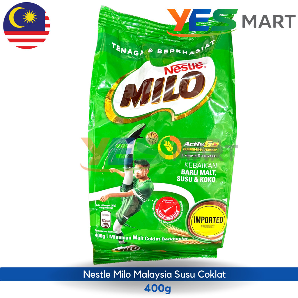 Nestle Milo Malaysia Susu Coklat 400g - Minuman Coklat Malt Original Creamy Enak Praktis