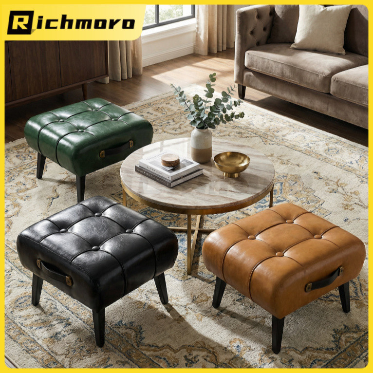 Bangku Kulit Sofa Minimalis / Kursi Stool Sofa / Kotak Bangku Sofa Kursi Minimalis / Sofa Kaki Besi 