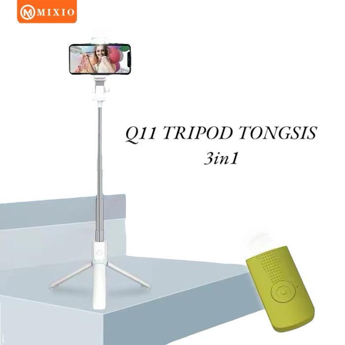 MIXIO - Q11 TRIPOD TONGSIS 3 in 1 / TONGSIS BLUETOOTH TRIPOD 360° - Putih