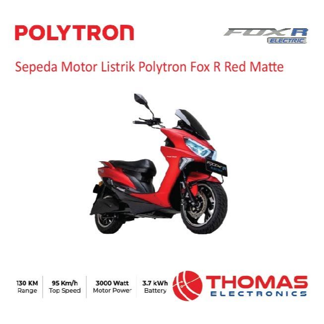 SUBSIDI Sepeda Motor Listrik Polytron Fox R Crimson Red Garansi Resmi