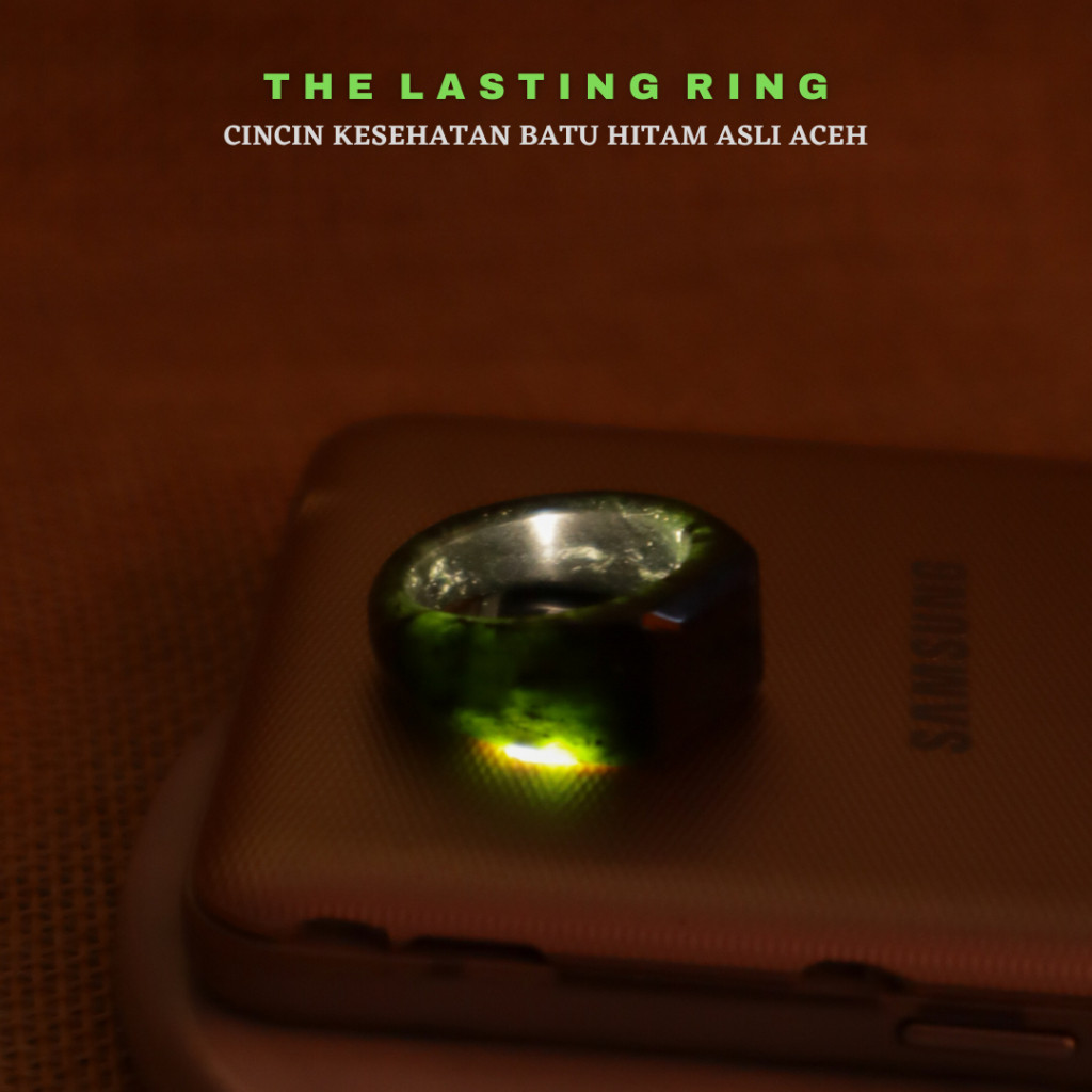 The Lasting Ring Cincin Kesehatan Pria Wanita Batu Akik Natural Magnet Black Jade Giok Hitam ASLI Or
