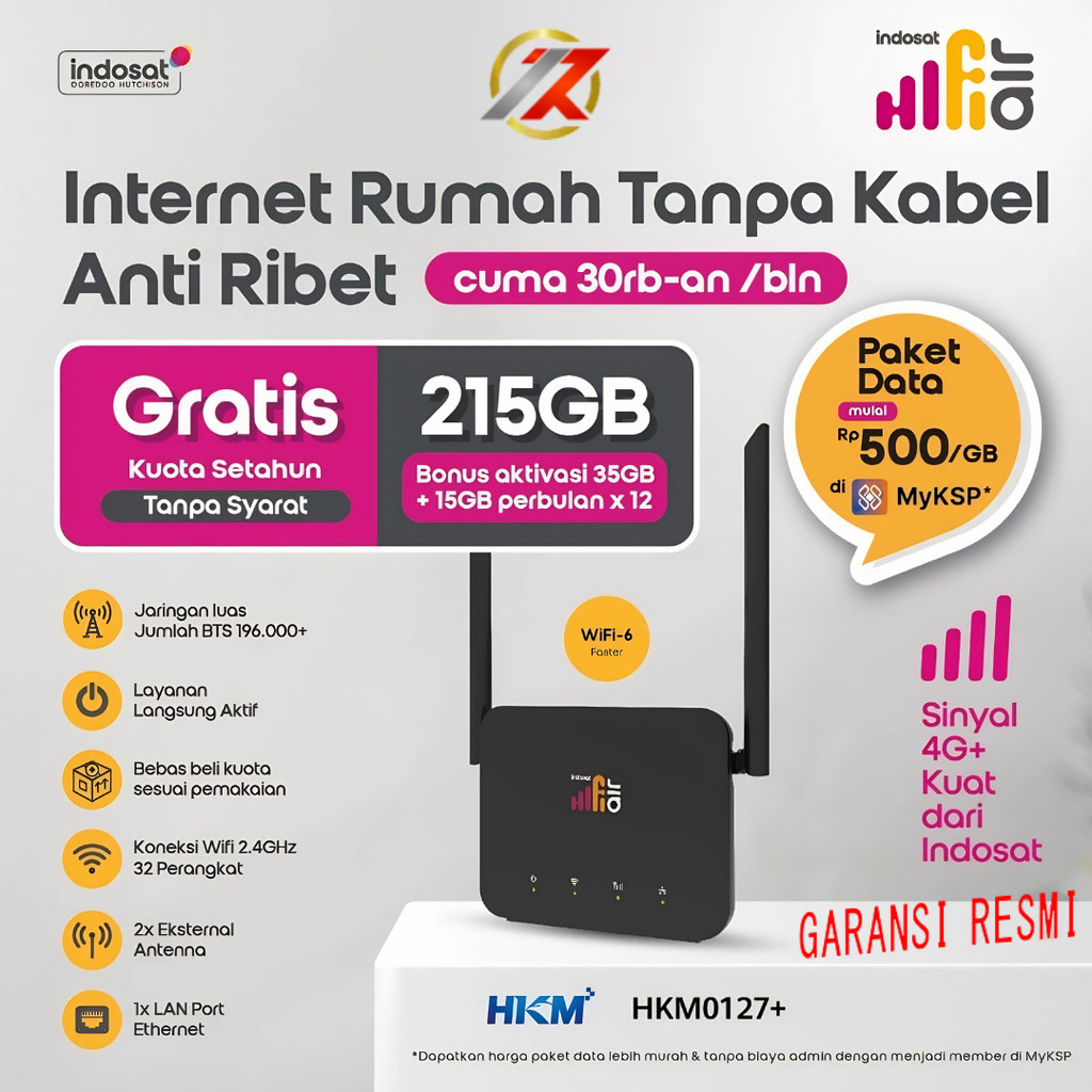 Modem Indosat HiFi Air HKM 0127+ WiFi Modem 4G LTE 50gb | Modem Wifi Kartu Indosat 50GB Indosat HiFi