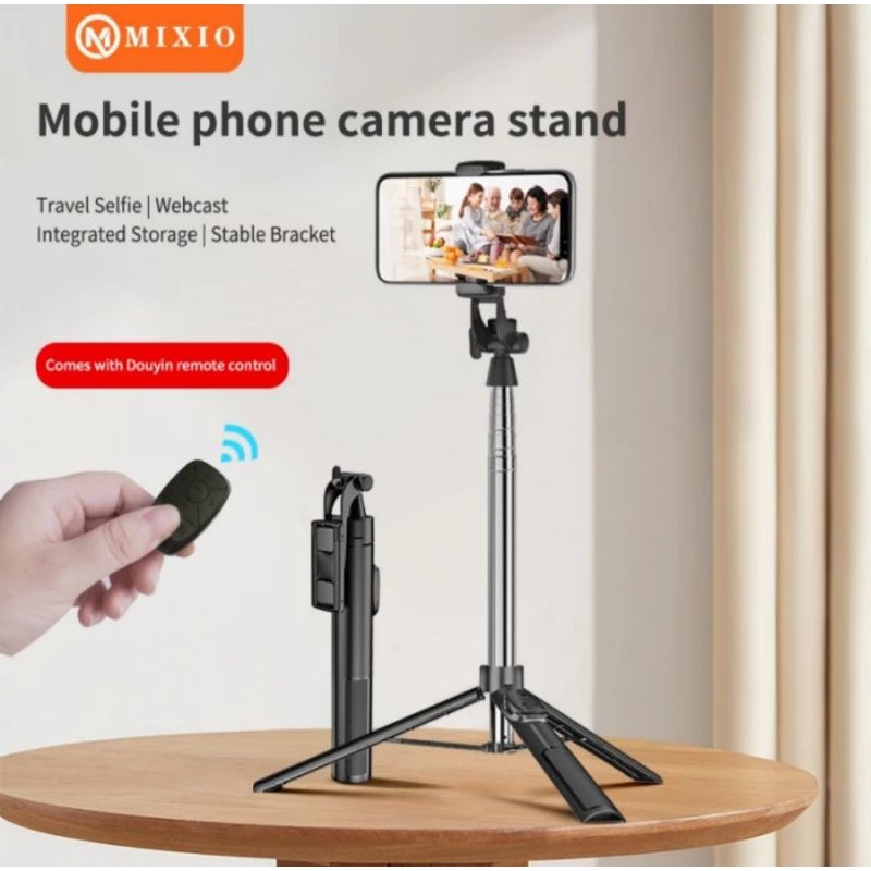 (Gajah_Duduk) MIXIO A35 - 160CM Tongsis Bluetooth Selfie Stick Tripod with Remote BT
