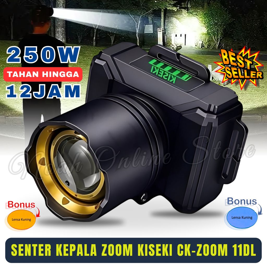 promo toko Terlaris ~Senter Kepala Anti Air 250 Watt Cahaya Putih & Cahaya Kuning / Senter Kepala LE