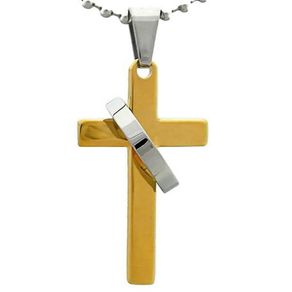 Kalung Salib Kalung Gold Ring Cross liontin import steel titanium