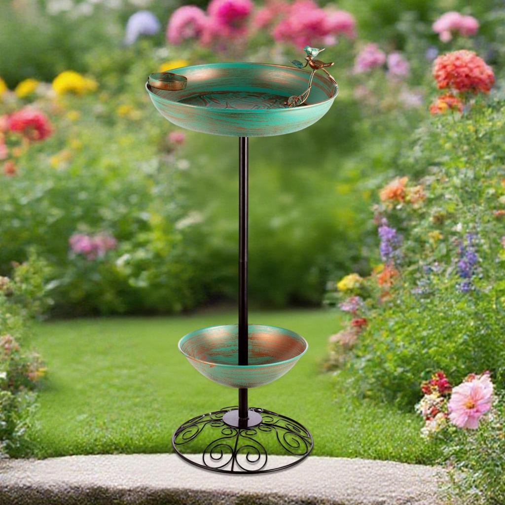 Outdoor Hummingbird Birdbath Bird Feeder Copper Green Color Bird Basin