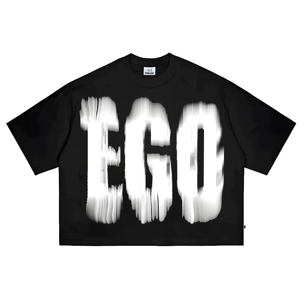 KANOPT Kaos Distro  EGO kaos katun Boxy Oversize Pria Vintage 2025 Trend kaos distro Kaos Hitam kaos