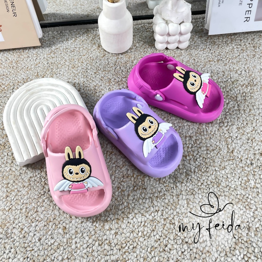 FUFU JAKARTA SPOT SANDAL SENDAL KODOK ANAK PEREMPUAN MOTIF LABUBU LUCU NYAMAN DIPAKAI