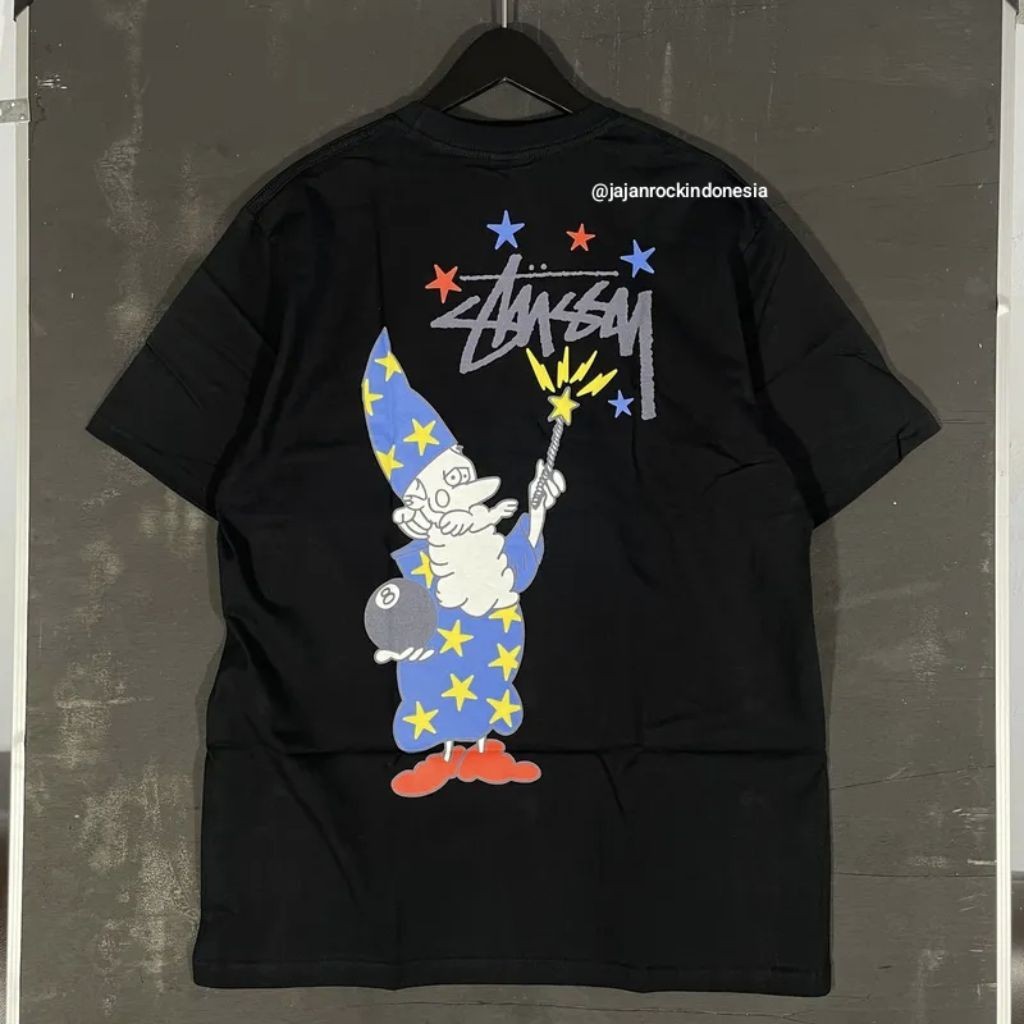 New 12.12 KAOS ST*SSY WIZARD BLACK TEE Kaos pria brended